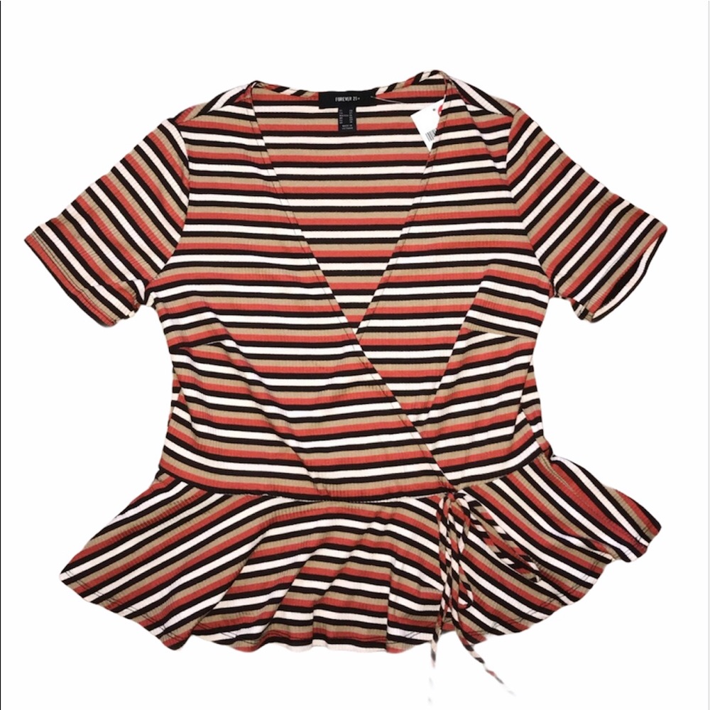 Forever 21+ striped shorts sleeve top 0X